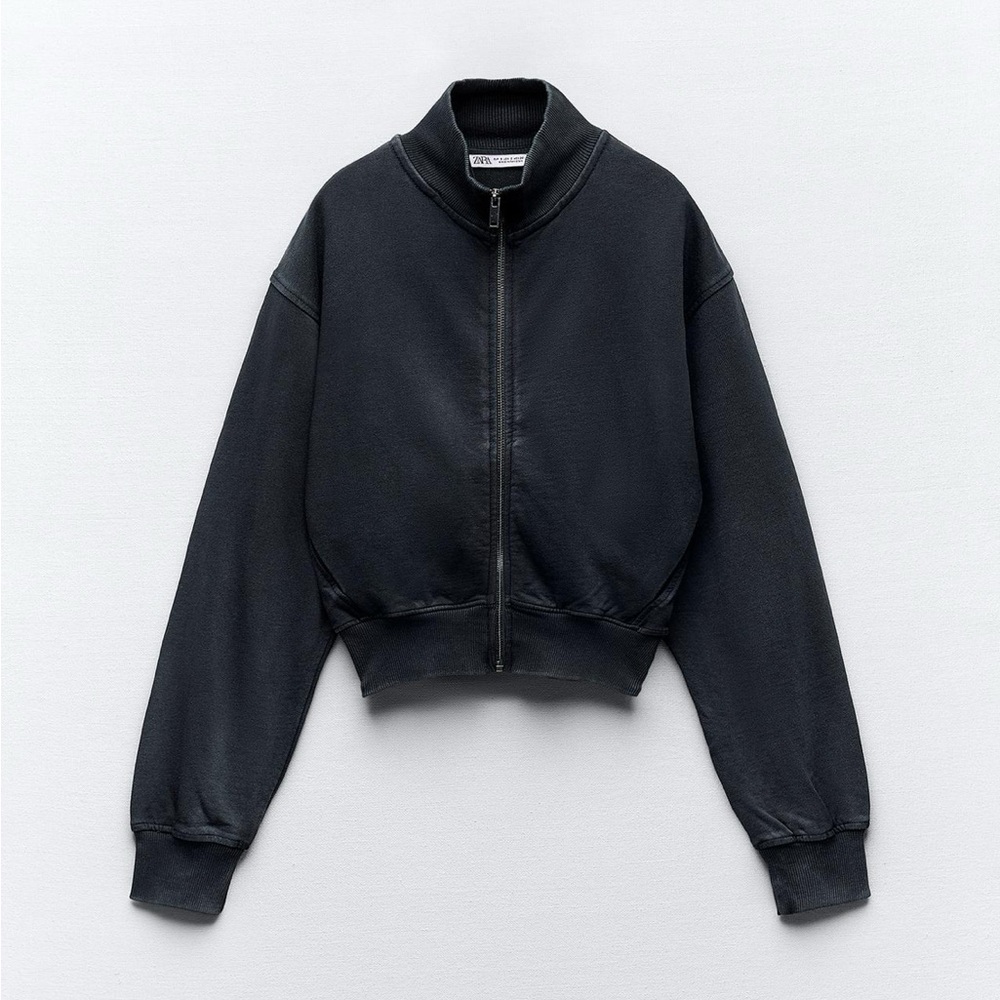 Zara rib knit zip up bomber jacket